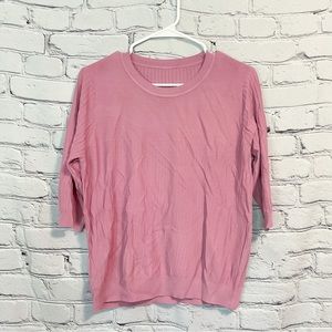 Pink Knit Ribbed Blouse